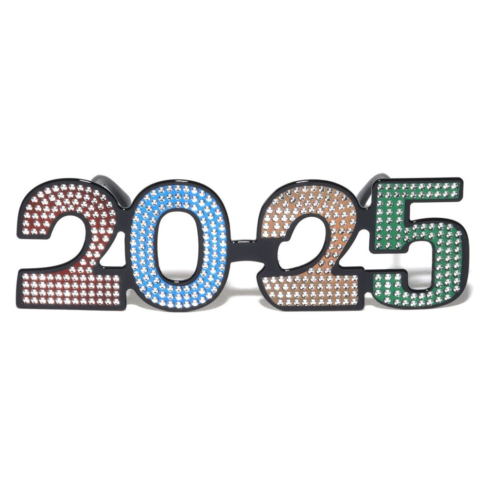 Novelty Party New Year 2025 Rhinestone Color Glasses - 12 pcs